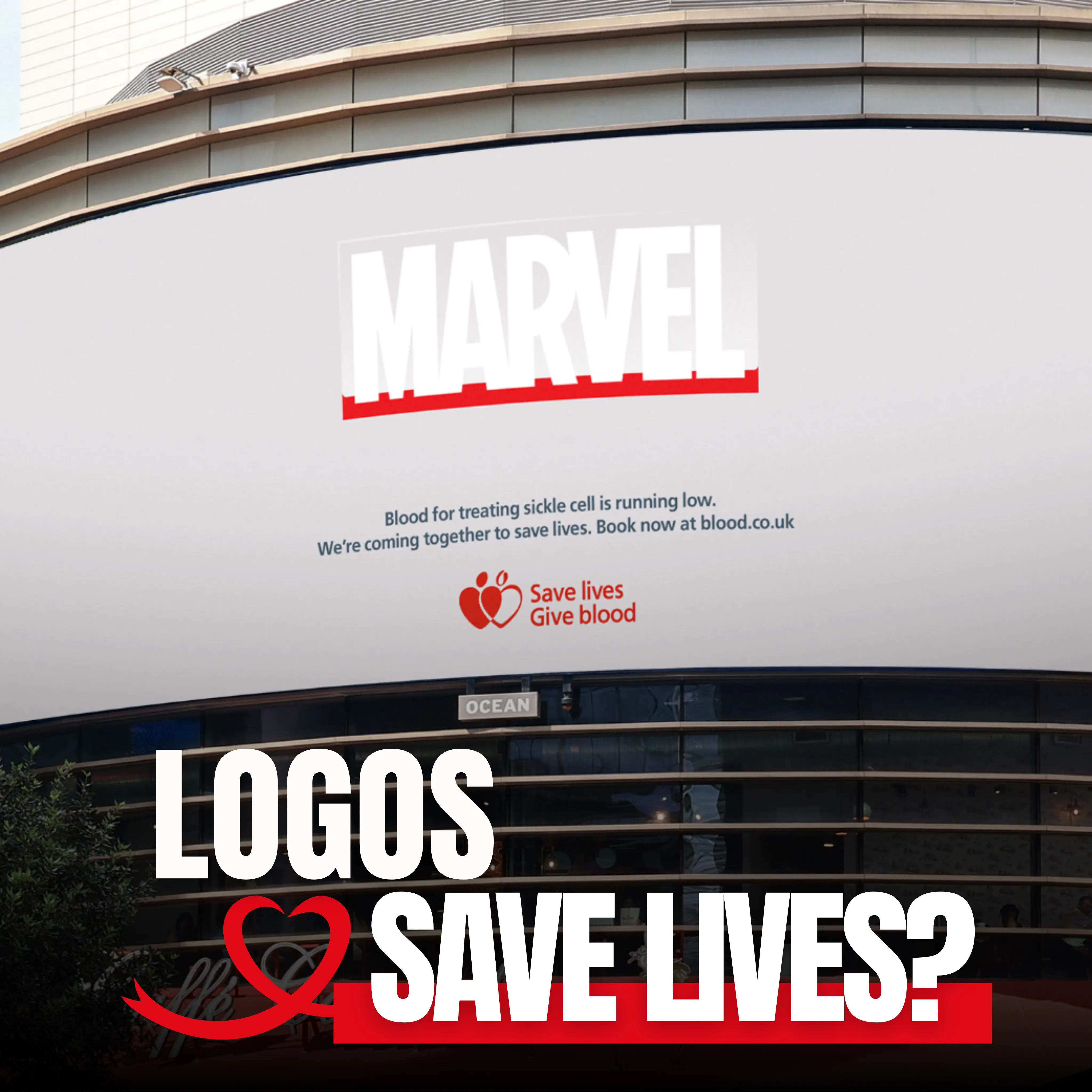 NHS Blood and Transplant Turns Iconic Red Logos Into an Urgent DOOH Blood Donation Appeal